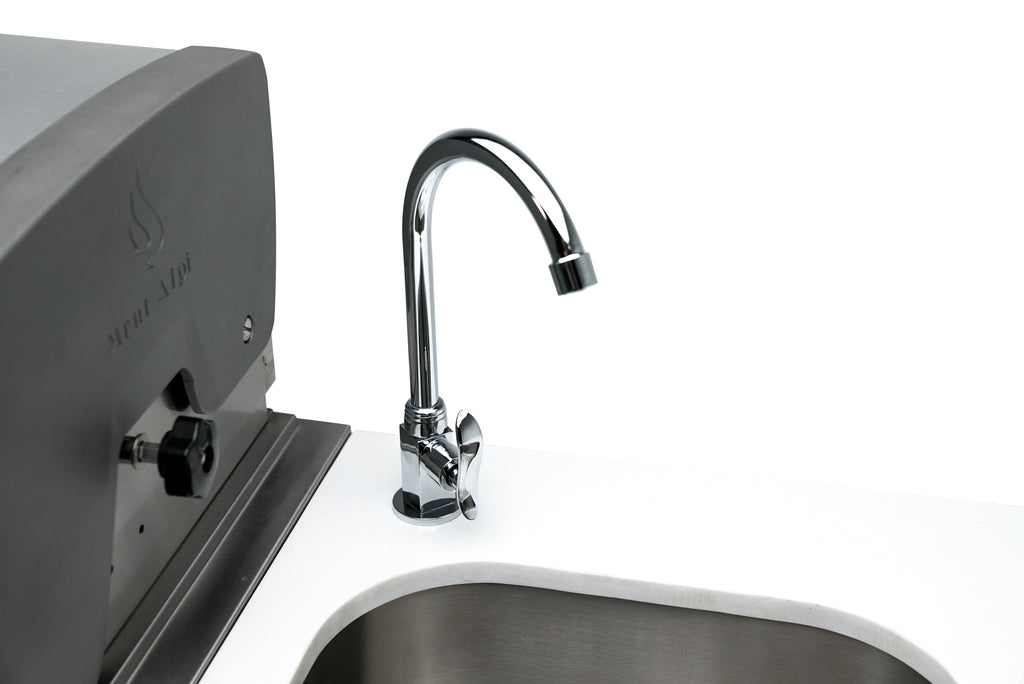 Mont Alpi 400 Deluxe BBQ Grill Island with Beverage Center, Kamado & Extra Drawer Storage - MAi400-DBEVKAMDR