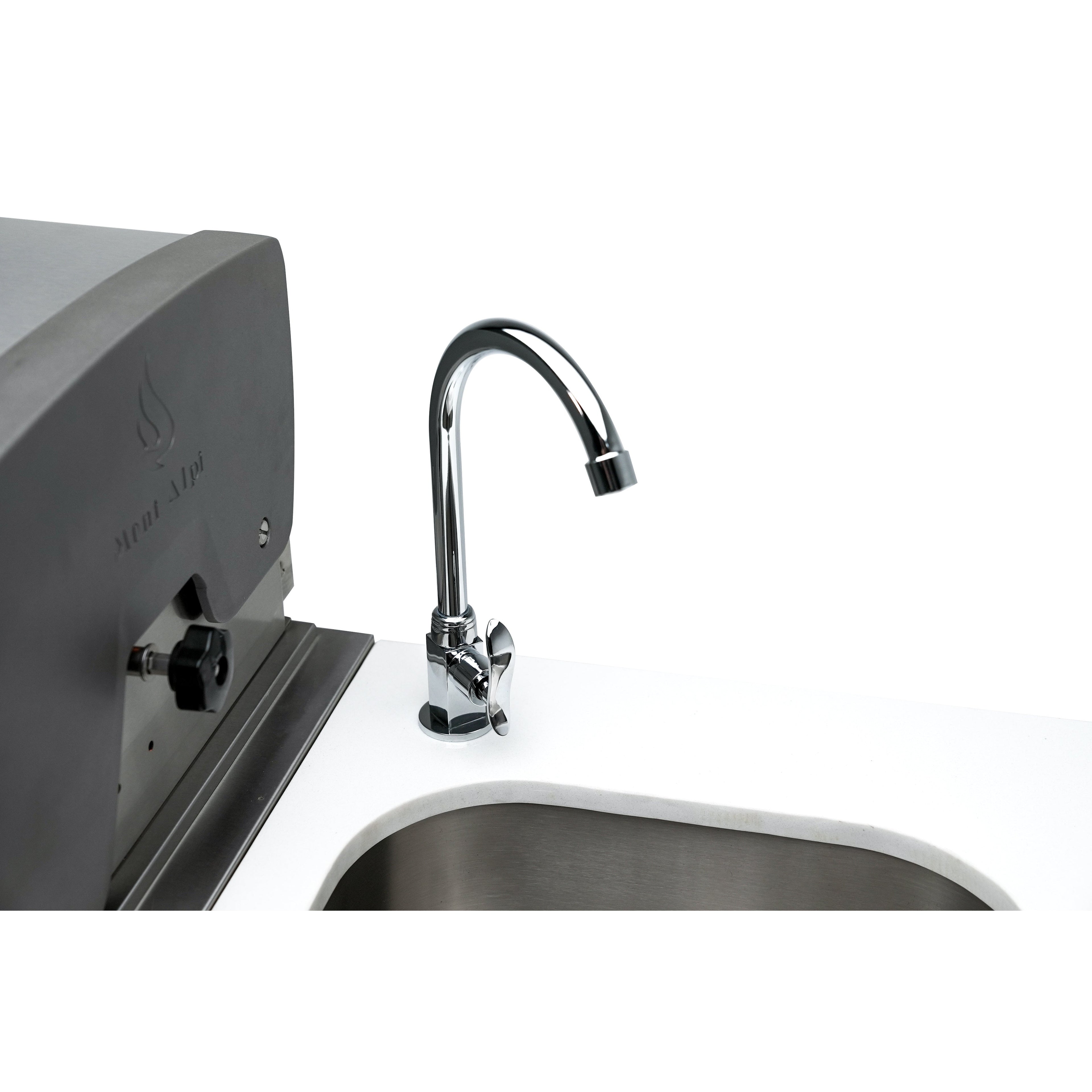 Mont Alpi 400 Deluxe BBQ Grill Island with L-Shape, Beverage Center & Extra Storage - MAi400-D90BEVXL