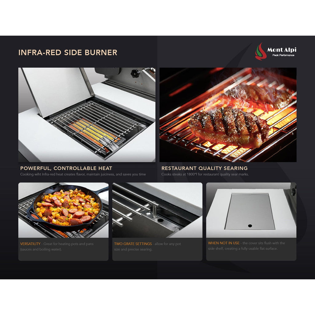 Mont Alpi 400 Deluxe BBQ Grill Island with L-Shape & Extra Storage - MAi400-D90XL