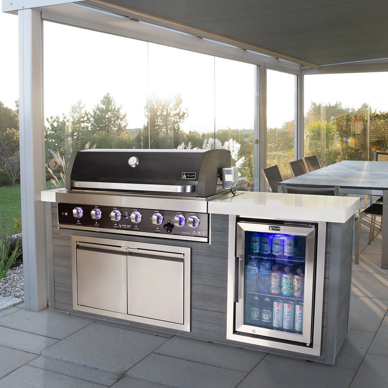 Mont Alpi Artwood 6-Burner Black Stainless Steel BBQ Grill Island - MA805-AWBSS