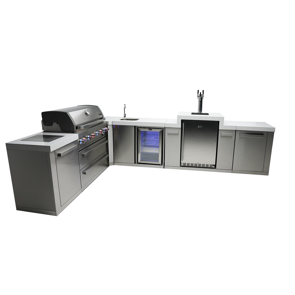 Mont Alpi 805 BBQ Grill Island with L-Shape, Kegerator & Beverage Center - MAi805-90KEGBEV