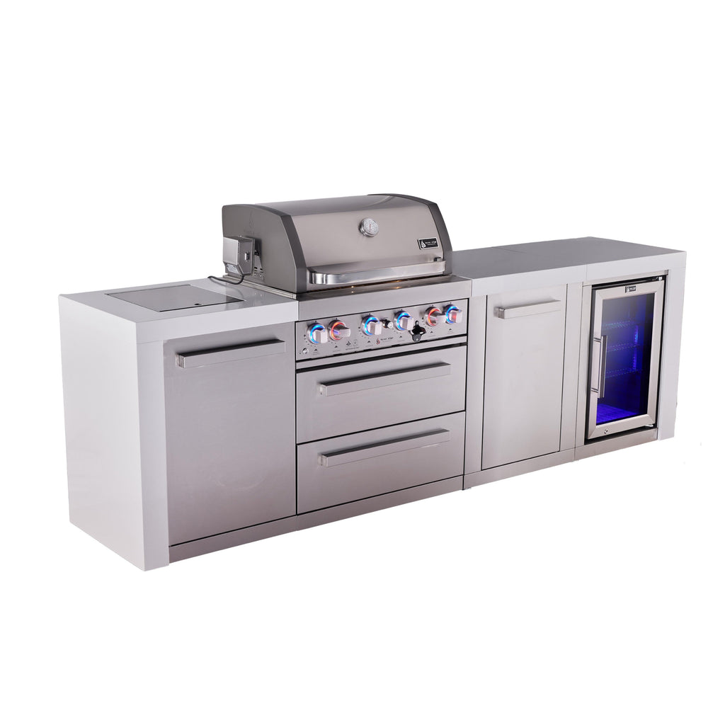 Mont Alpi 400 Deluxe BBQ Grill Island with Extra Storage & Fridge - MAi400-DFCXL