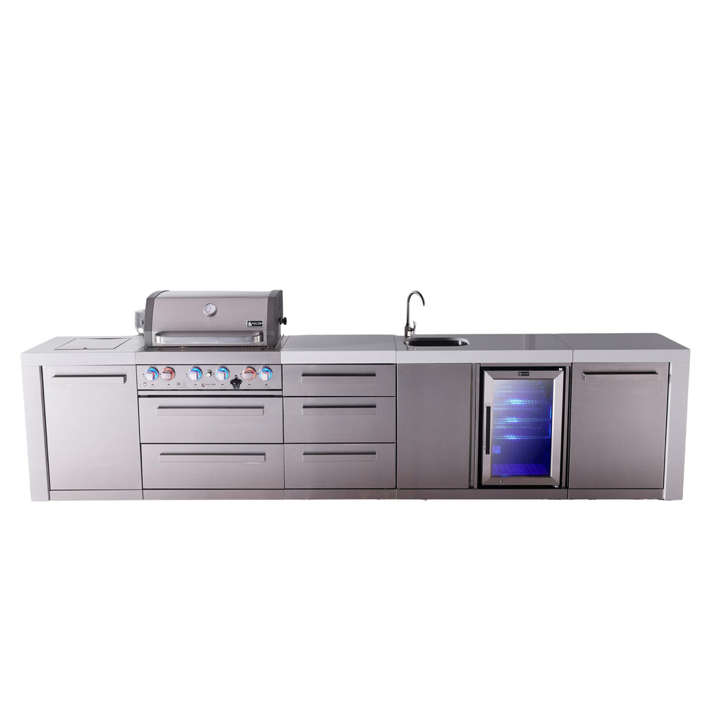 Mont Alpi 400 Deluxe BBQ Grill Island with Beverage Center & Extra Drawer Storage - MAi400-DBEVDR