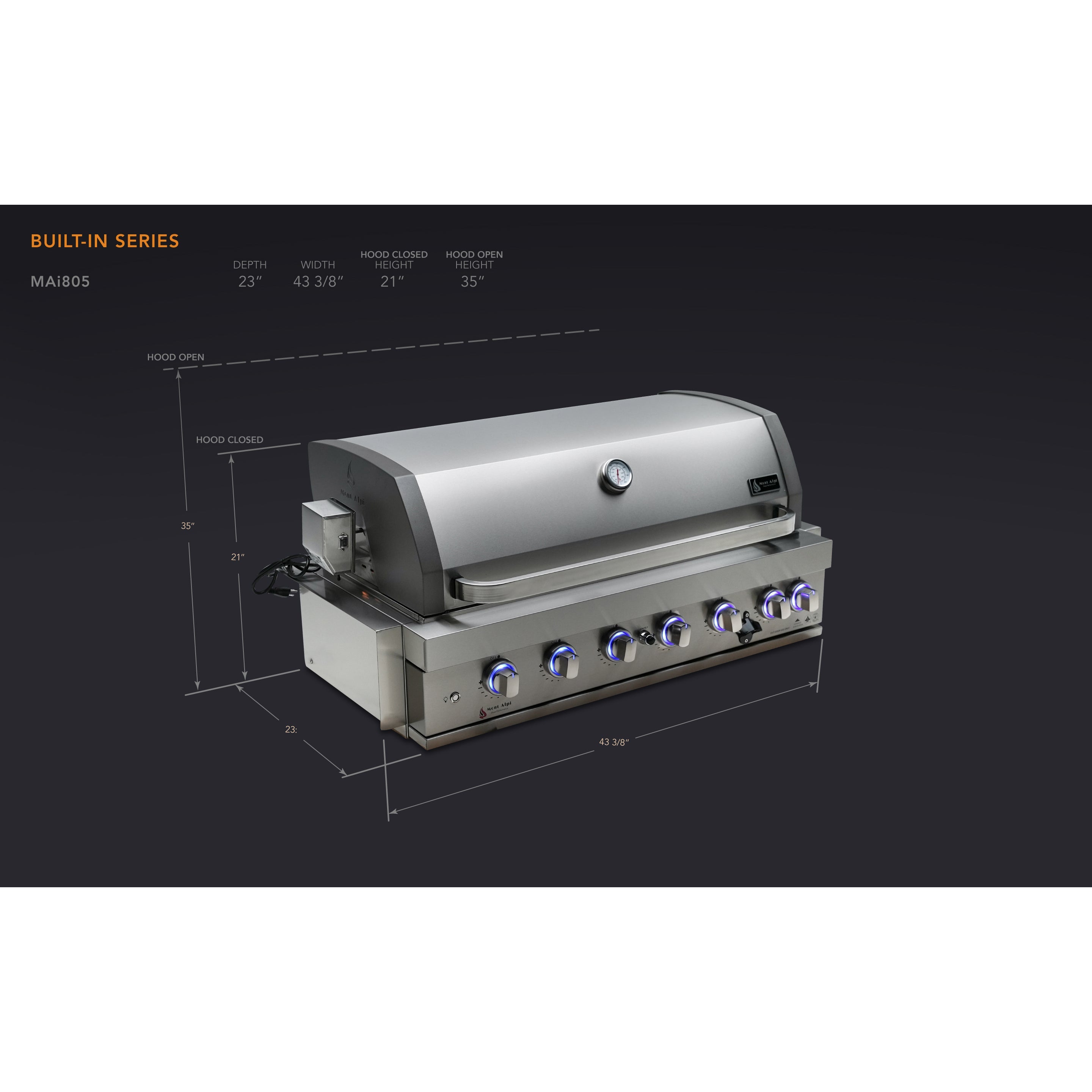 Mont Alpi 805 Built-In Gas Grill - MABI805 - Natural Gas