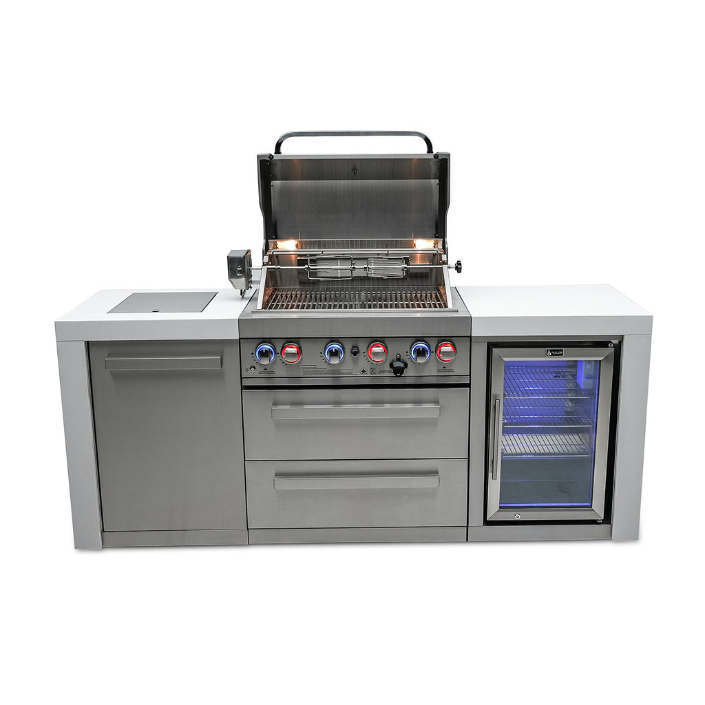 Mont Alpi 400 Deluxe BBQ Grill Island with Fridge Cabinet - MAi400-DFC