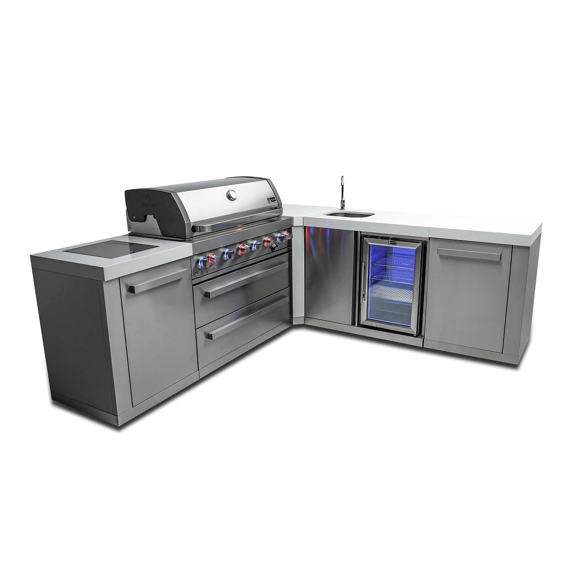 Mont Alpi 805 BBQ Grill Island with L-Shape & Beverage Center - MAi805-90BEV