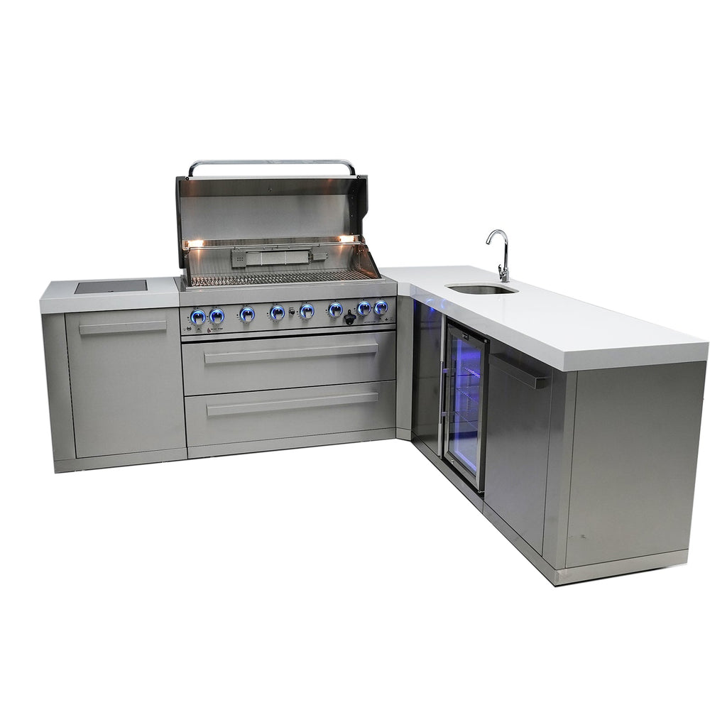 Mont Alpi 805 BBQ Grill Island with L-Shape & Beverage Center - MAi805-90BEV