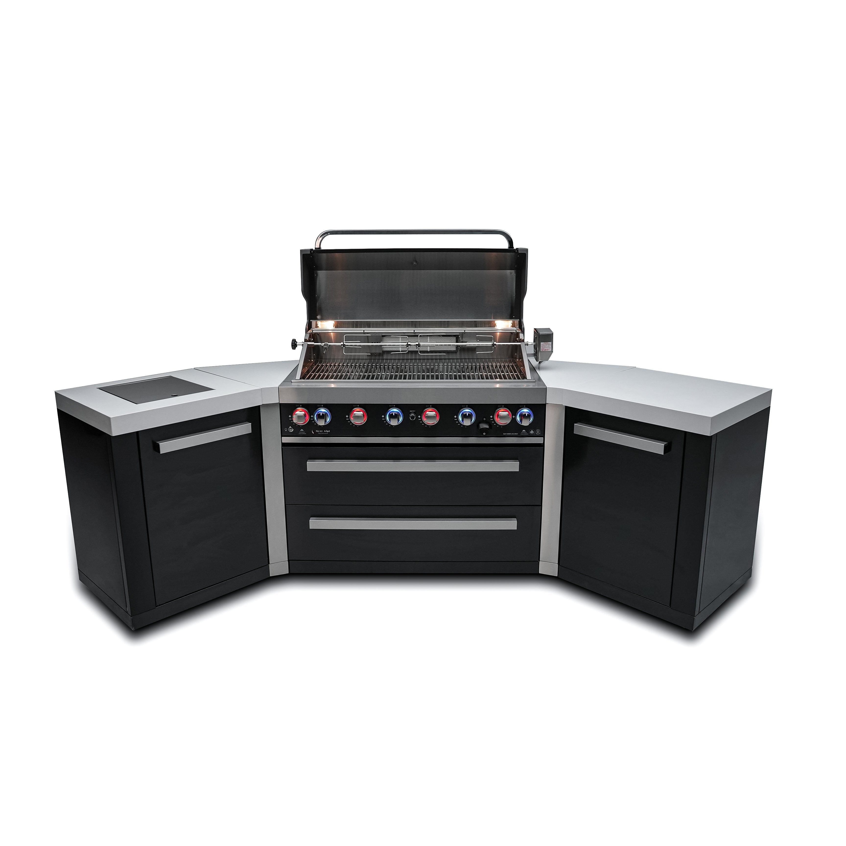 Mont Alpi 805 Black Stainless Steel BBQ Grill Island with V-Shape - MAi805-BSS45C