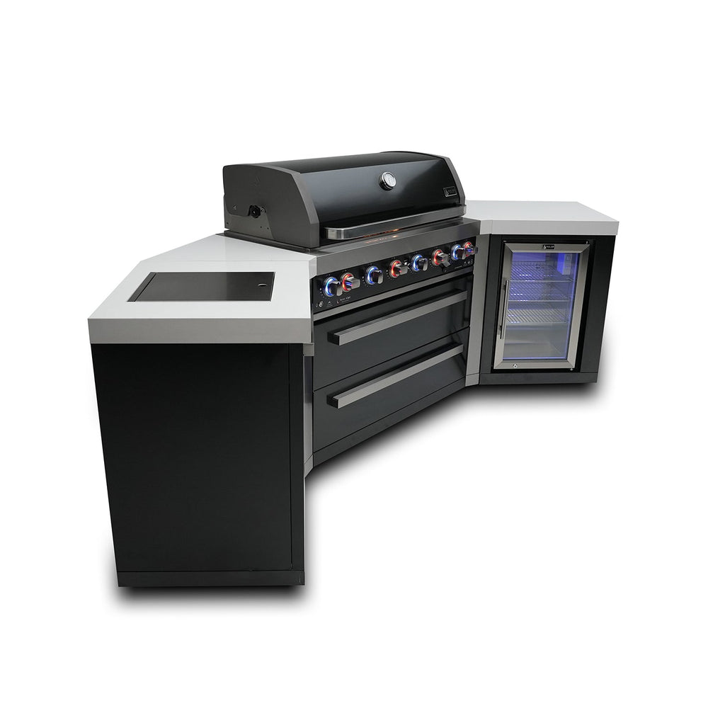 Mont Alpi 805 Black Stainless Steel BBQ Grill Island with V-Shape & Fridge - MAi805-BSS45FC