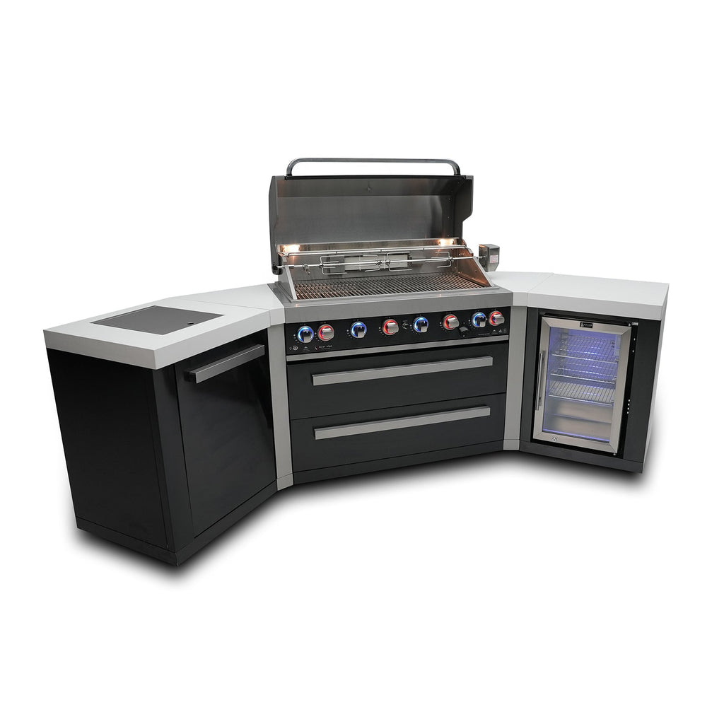 Mont Alpi 805 Black Stainless Steel BBQ Grill Island with V-Shape & Fridge - MAi805-BSS45FC