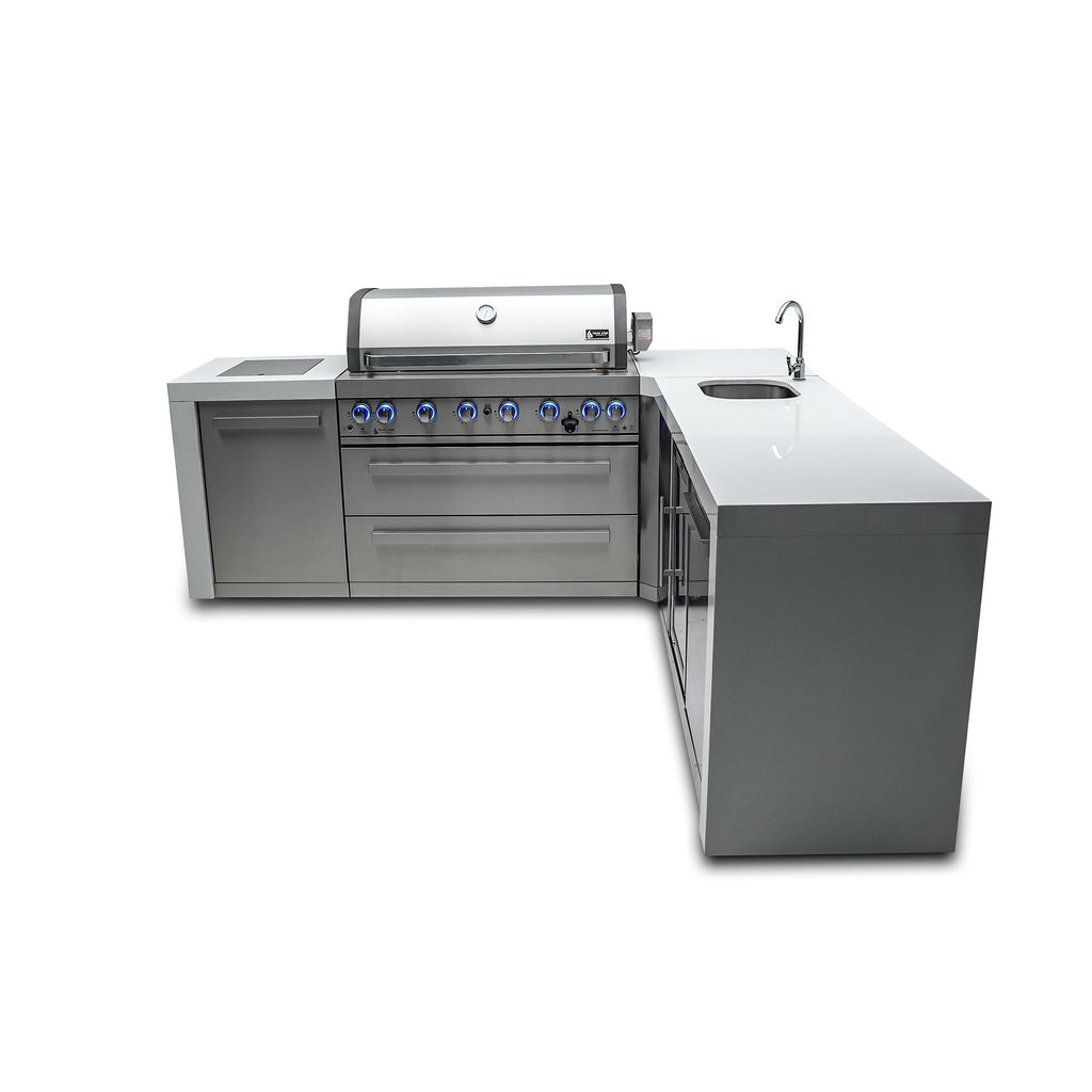 Mont Alpi 805 Deluxe BBQ Grill Island with L-Shape & Beverage Center - MAi805-D90BEV