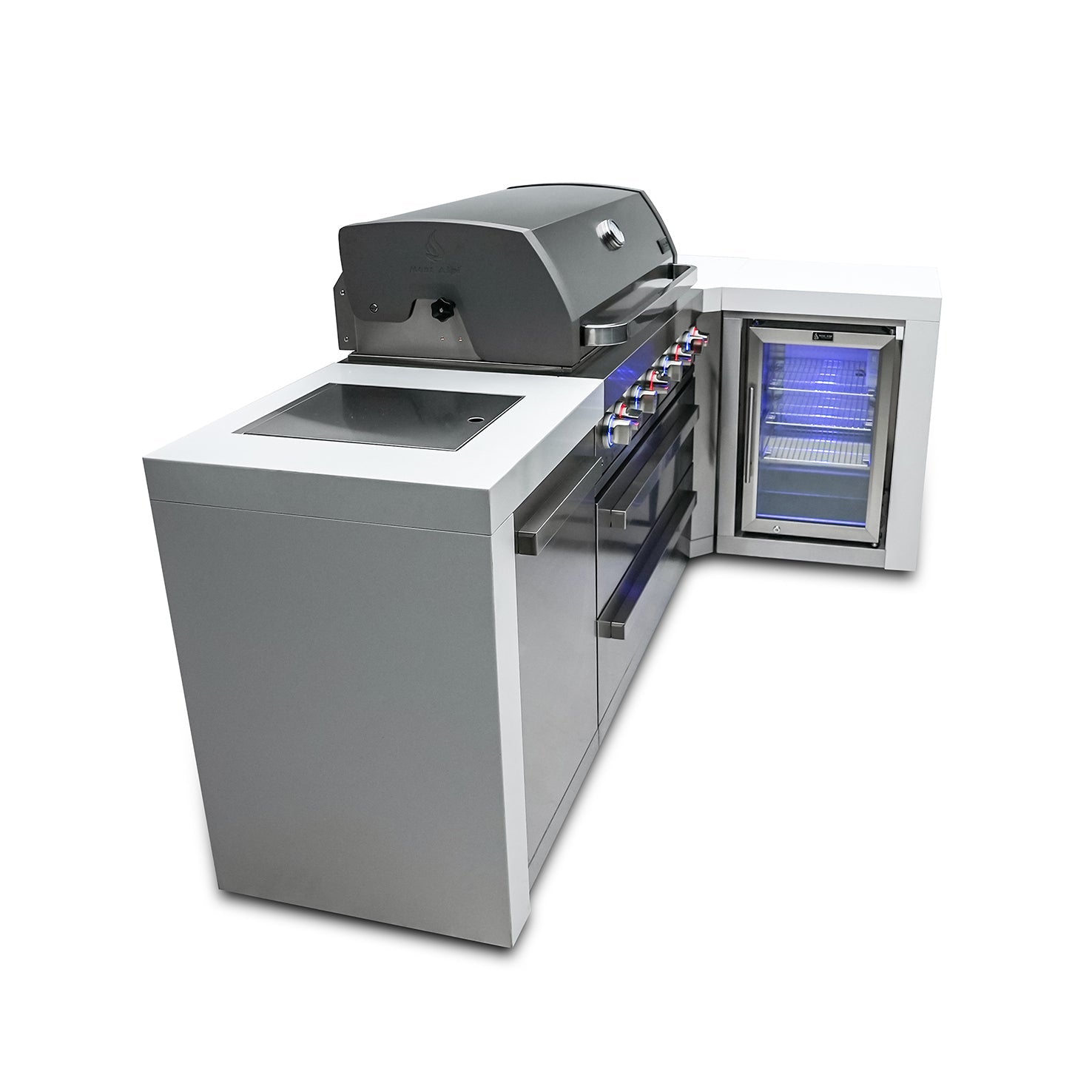 Mont Alpi 805 Deluxe BBQ Grill Island with L-Shape & Fridge Cabinet - MAi805-D90FC