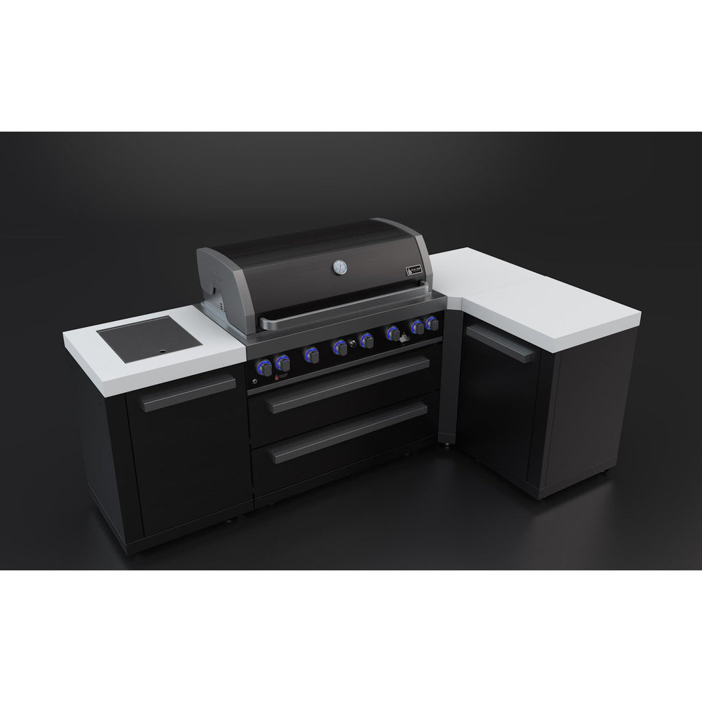 Mont Alpi 805 Black Stainless Steel BBQ Grill Island with L-Shape - MAi805-BSS90C