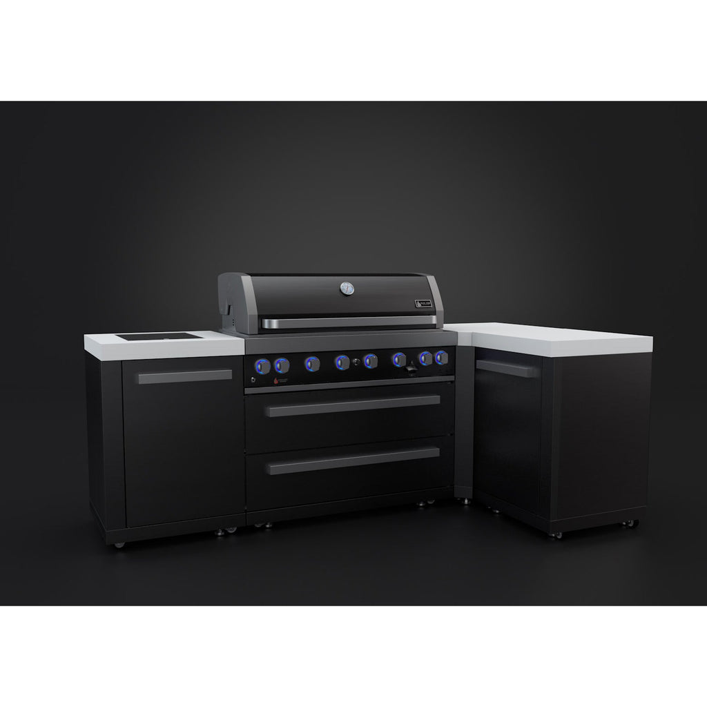 Mont Alpi 805 Black Stainless Steel BBQ Grill Island with L-Shape - MAi805-BSS90C