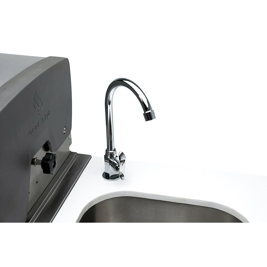 Mont Alpi 805 Deluxe BBQ Grill Island with L-Shape, Kegerator & Beverage Center - MAi805-D90KEGBEV