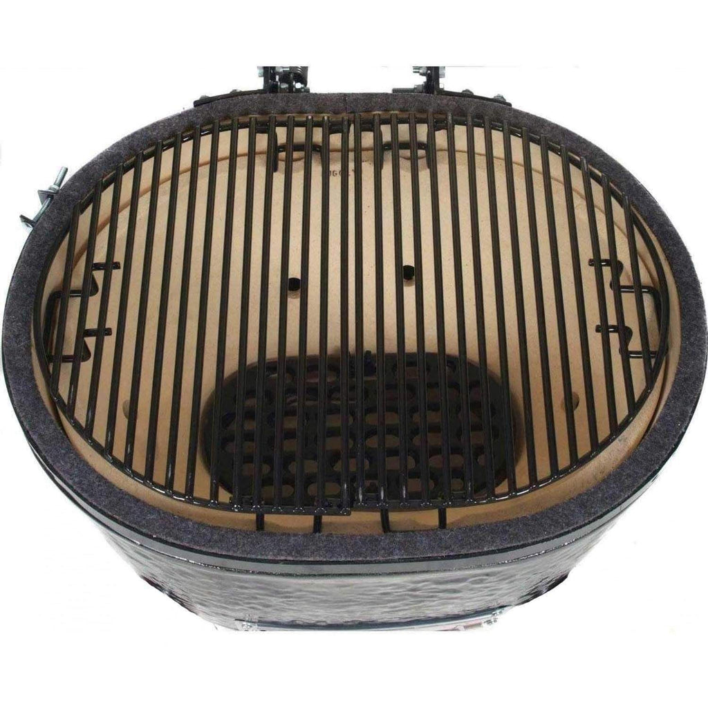 Primo Oval Large 300 Ceramic Kamado Grill on Cypress Countertop Table
