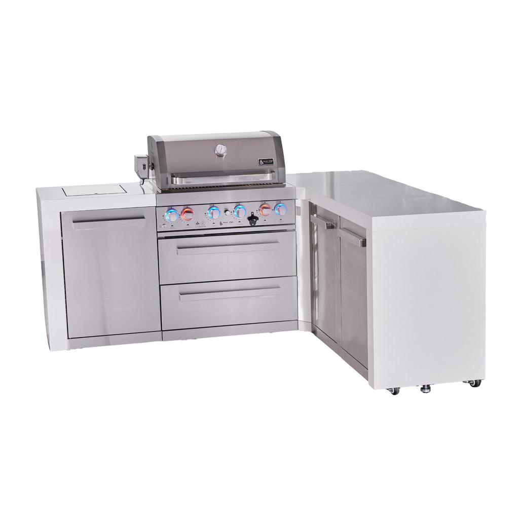 Mont Alpi 400 Deluxe BBQ Grill Island with L-Shape & Extra Storage - MAi400-D90XL